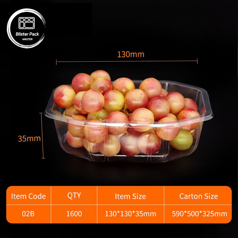 Contenedores de fruta con cáscara PET transparente Cajas de plástico desechables con tapas para envases de litchi y uvas