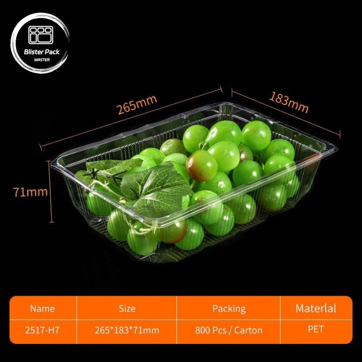 Contenedores de fruta con cáscara PET transparente Cajas de plástico desechables con tapas para envases de litchi y uvas