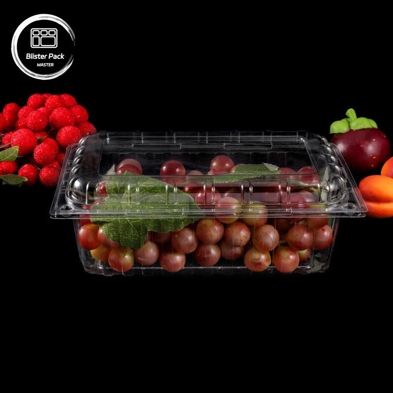 Contenedores de fruta con cáscara PET transparente Cajas de plástico desechables con tapas para envases de litchi y uvas