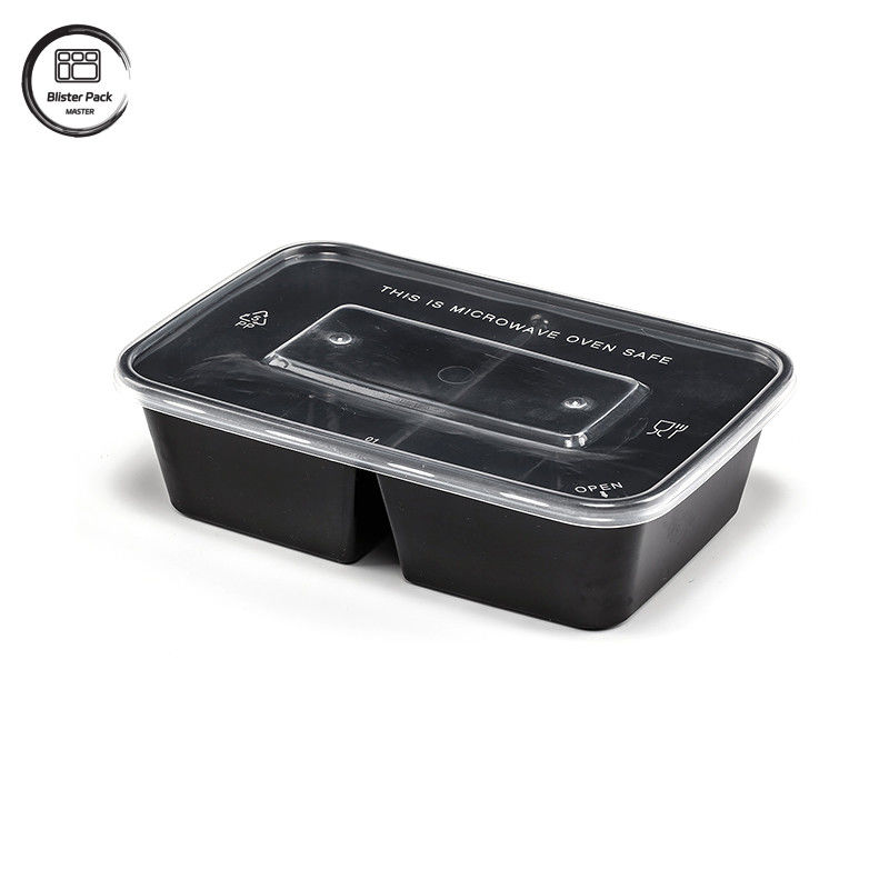 Caja de almuerzo desechable de 2 compartimentos ideal para arroz y verduras, perfecta para comida rápida
