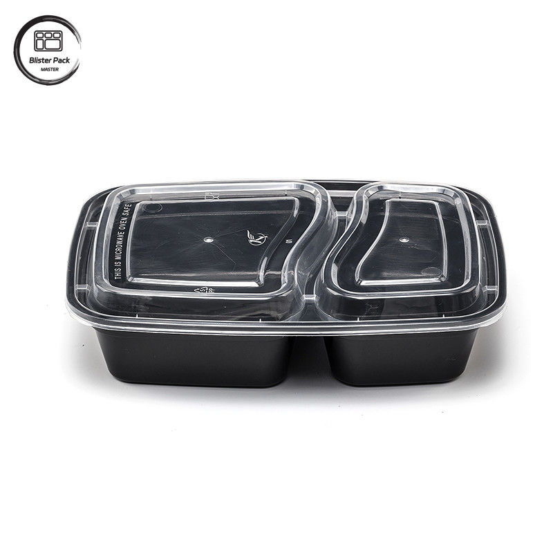 Caja de almuerzo desechable de 2 compartimentos ideal para arroz y verduras, perfecta para comida rápida