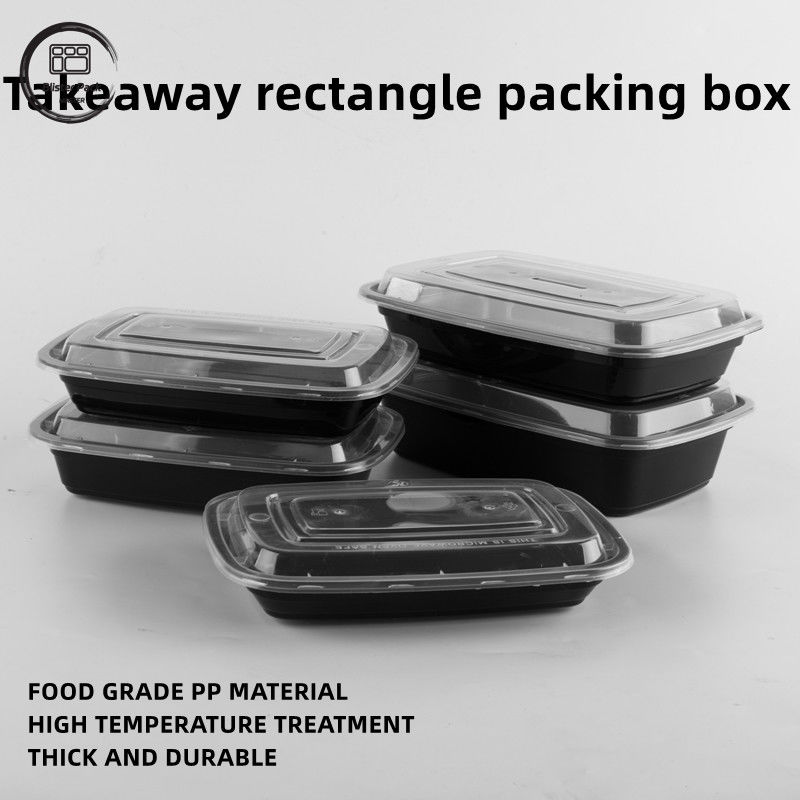 Caja de almuerzo desechable de 2 compartimentos ideal para arroz y verduras, perfecta para comida rápida