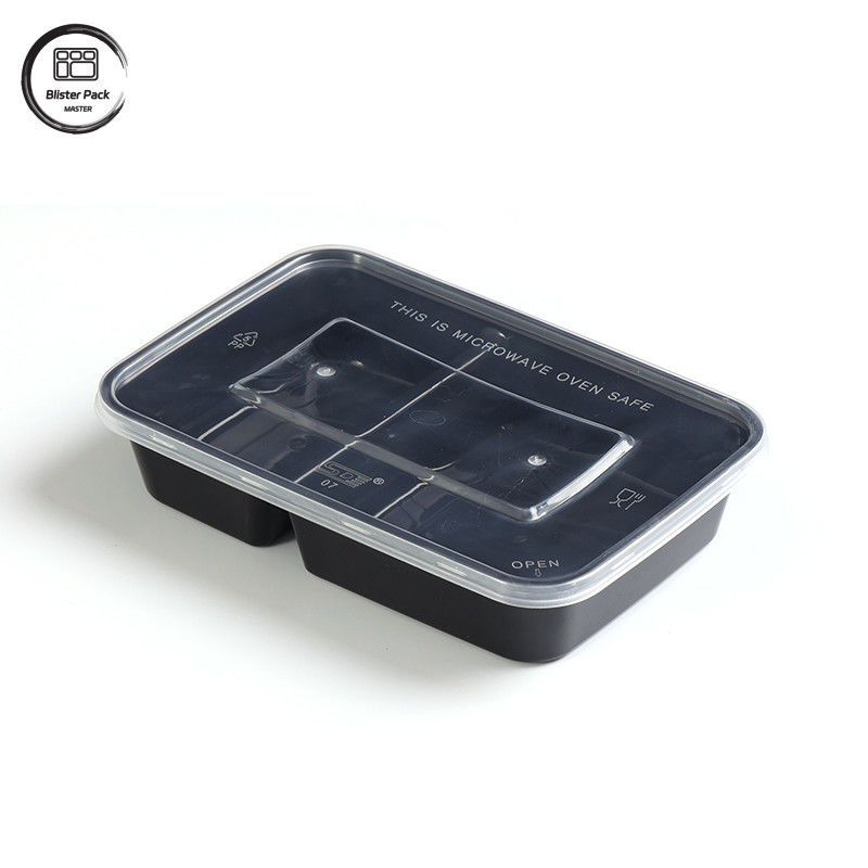 Caja de almuerzo desechable de 2 compartimentos ideal para arroz y verduras, perfecta para comida rápida