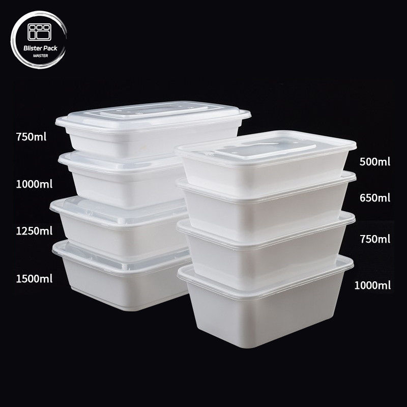 Caja de plástico desechable con tapa de microondas Clea Multi-Size 500 ml a 1500 ml