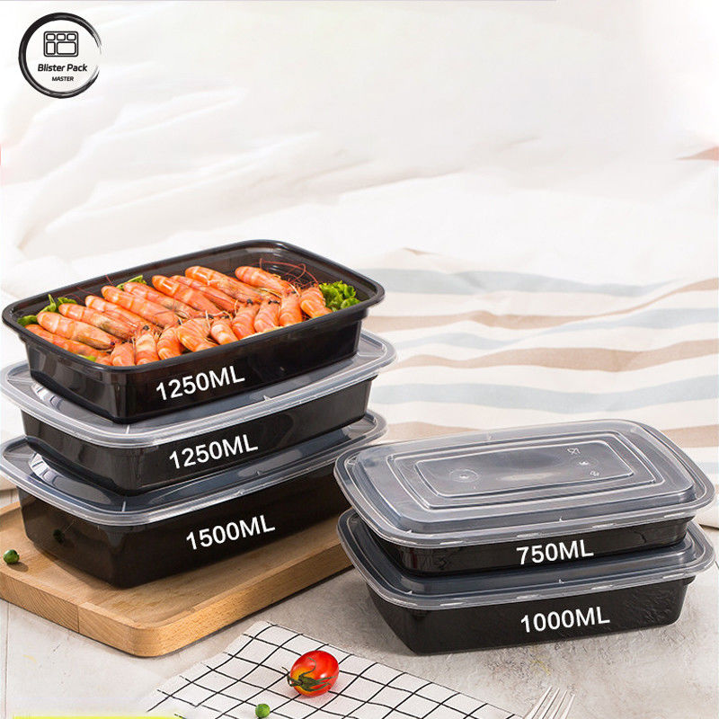 Caja de plástico desechable con tapa de microondas Clea Multi-Size 500 ml a 1500 ml
