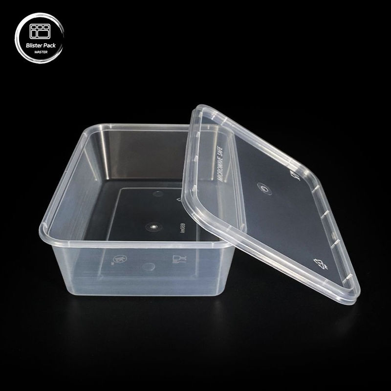 Contenedores de plástico desechables rectangulares de PP para alimentos de 500 ml a 1000 ml