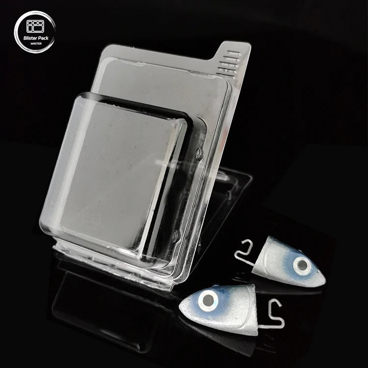 Envases de ampollas personalizadas con cáscara de almeja transparente para señuelos para peces Cajas de plástico transparentes