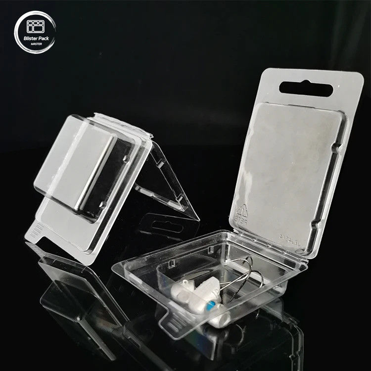 Envases de ampollas personalizadas con cáscara de almeja transparente para señuelos para peces Cajas de plástico transparentes
