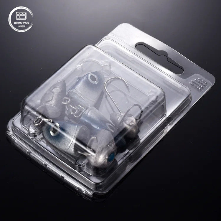 Envases de ampollas personalizadas con cáscara de almeja transparente para señuelos para peces Cajas de plástico transparentes
