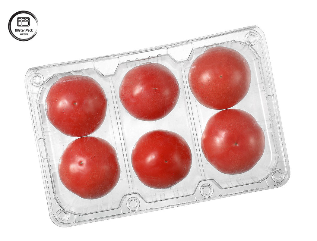 Contenedor de frutas desechables de 6 piezas de plástico rectangular para embalaje
