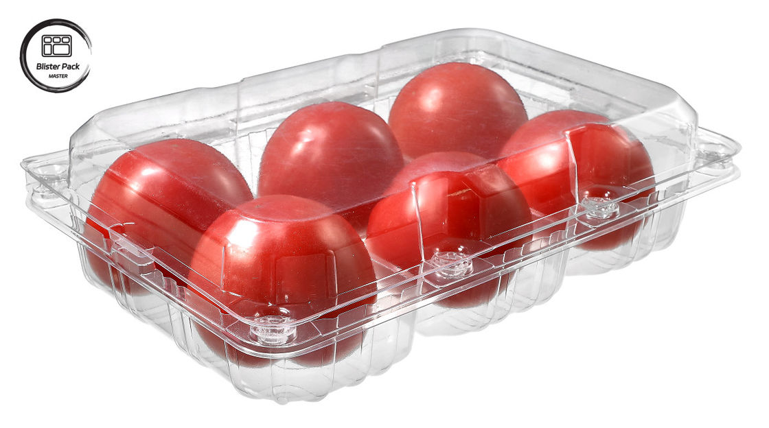 Contenedor de frutas desechables de 6 piezas de plástico rectangular para embalaje