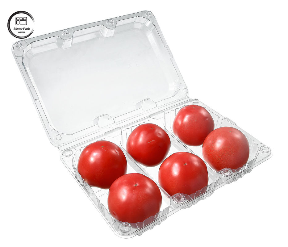 Contenedor de frutas desechables de 6 piezas de plástico rectangular para embalaje