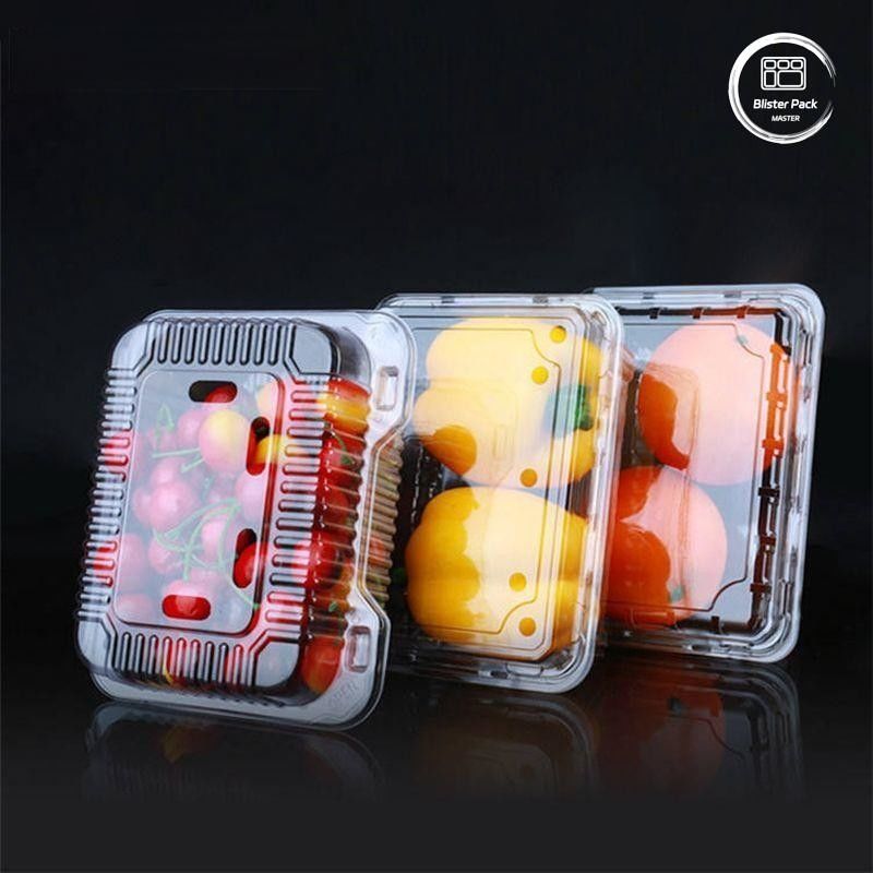 OEM/ODM Clamshell bandeja desechable de frutas y vegetales y contenedores de plástico PET transparente de grado alimenticio