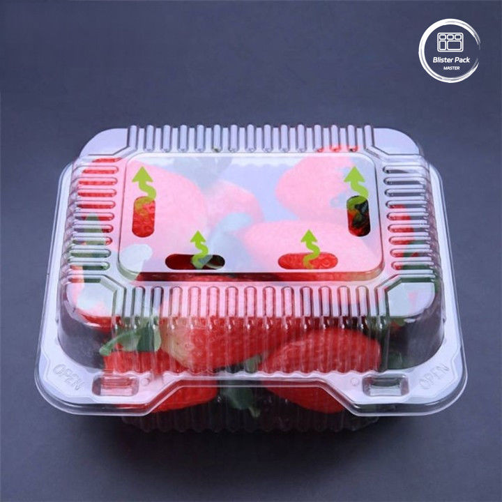 OEM/ODM Clamshell bandeja desechable de frutas y vegetales y contenedores de plástico PET transparente de grado alimenticio
