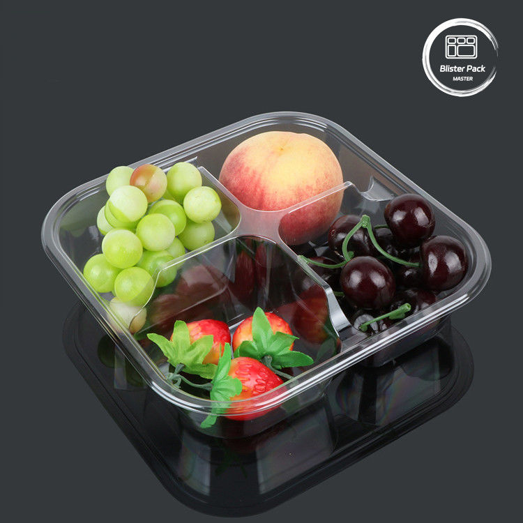 Contenedores de cáscara de almeja 100% biodegradables de PLA Cajas de horquilla transparente compostable para frutas y verduras