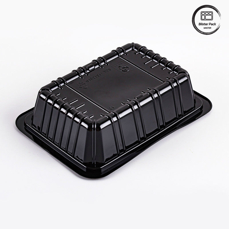 Supermercado Chilli bandeja de plástico desechable profunda de frutas rectangulares Negro envases verduras frescas embalaje bandeja de alimentos