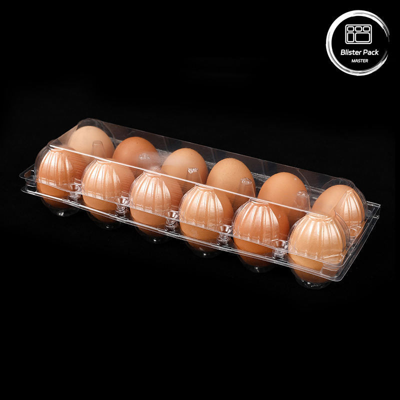 Envases de huevo de PET de 12 ranuras de forma de vacío envases de plástico desechables con cubierta