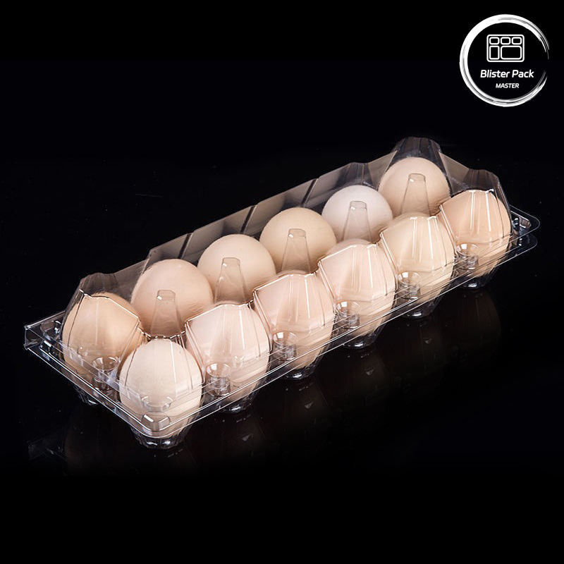 Envases de huevo de PET de 12 ranuras de forma de vacío envases de plástico desechables con cubierta