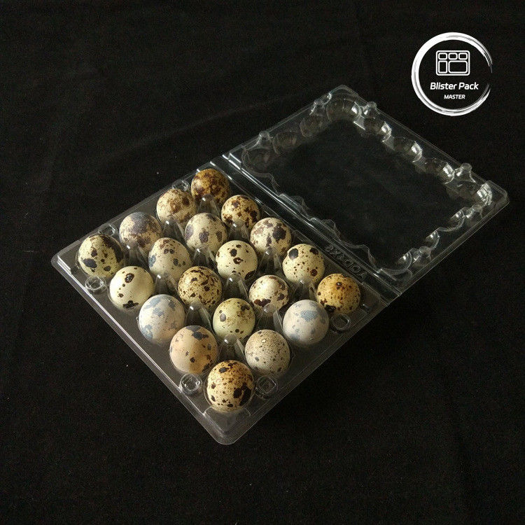 Envases de huevo de plástico transparente PET con tapa 20 24 30 células para codornices desechables