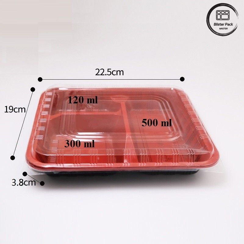 Eco amigable 3 compartimiento Bento caja desechable de plástico PP microondas y caja fuerte de refrigerador