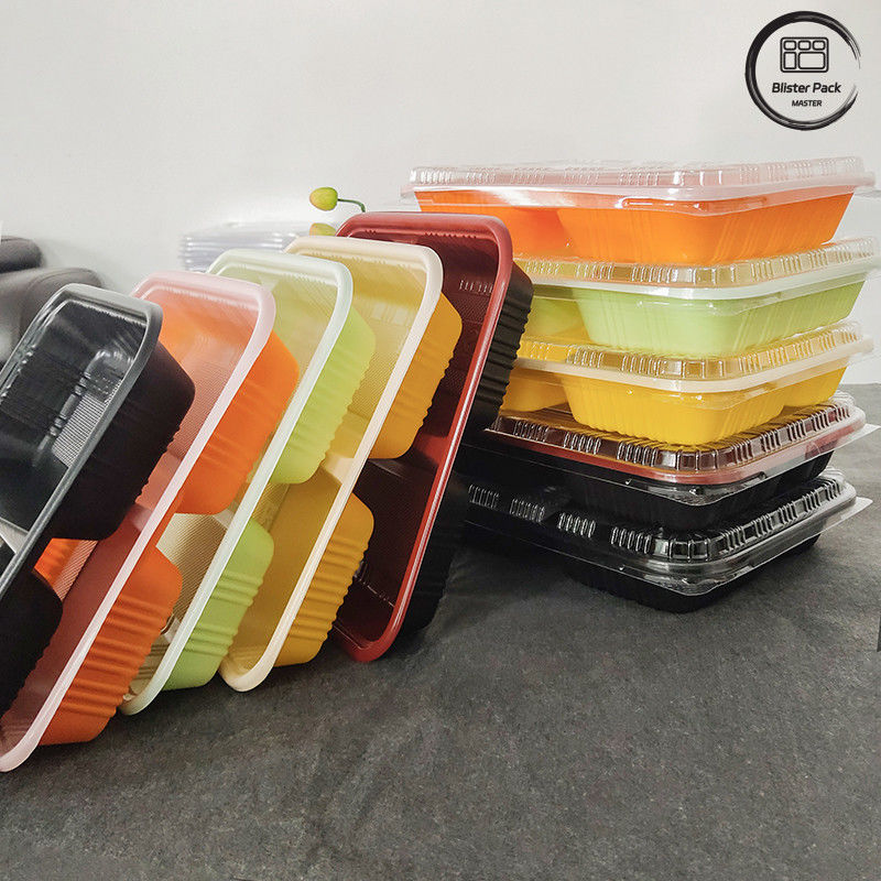 Eco amigable 3 compartimiento Bento caja desechable de plástico PP microondas y caja fuerte de refrigerador