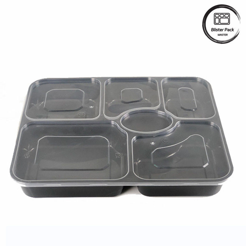 Preparación de comidas de plástico transparente 6 compartimiento Bento Box desechable para hoteles y eventos