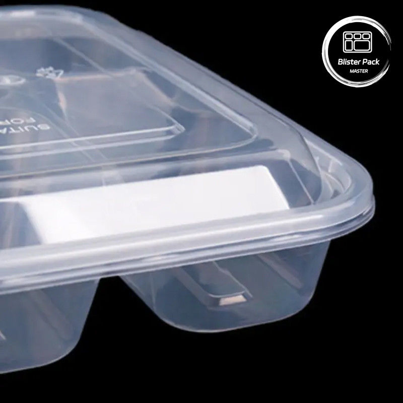 Preparación de comidas de plástico transparente 6 compartimiento Bento Box desechable para hoteles y eventos