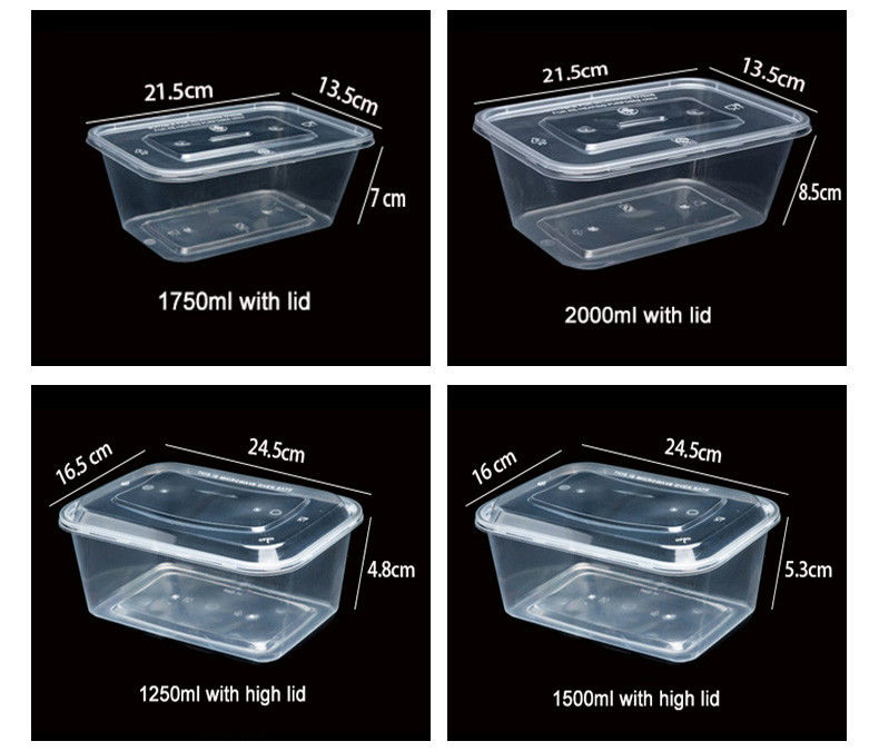 Preparación de comidas de plástico transparente 6 compartimiento Bento Box desechable para hoteles y eventos