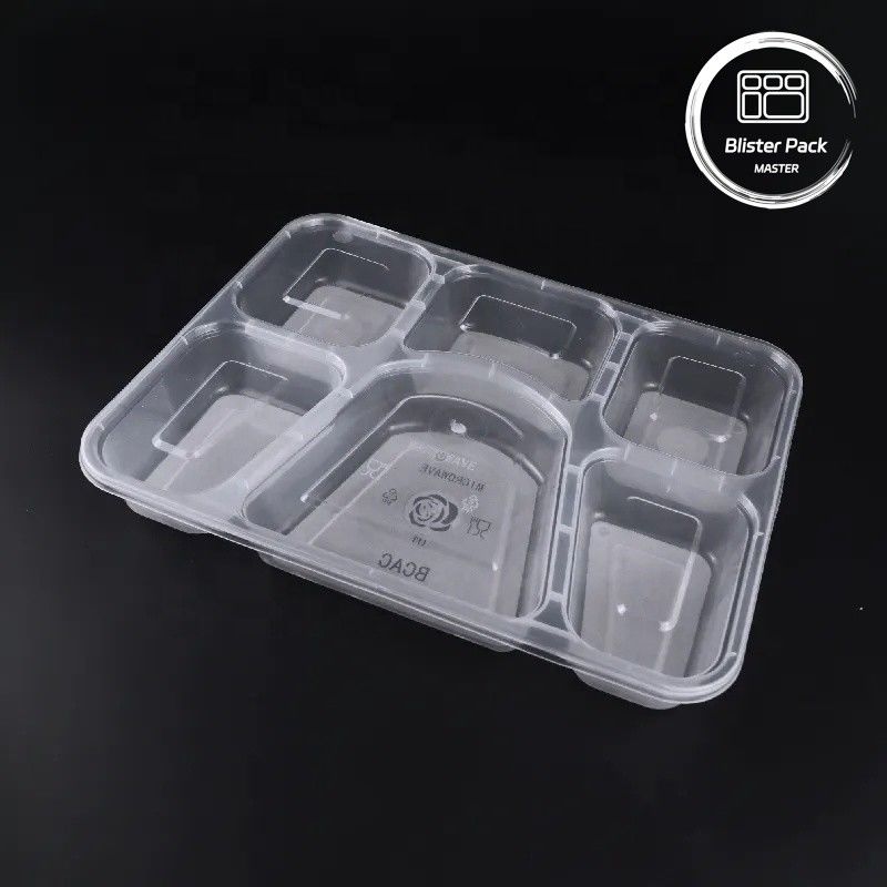 Cajas de plástico para llevar con microondas con 2, 3, 4, 6 compartimentos Contenedores de comida desechables rectangulares negros