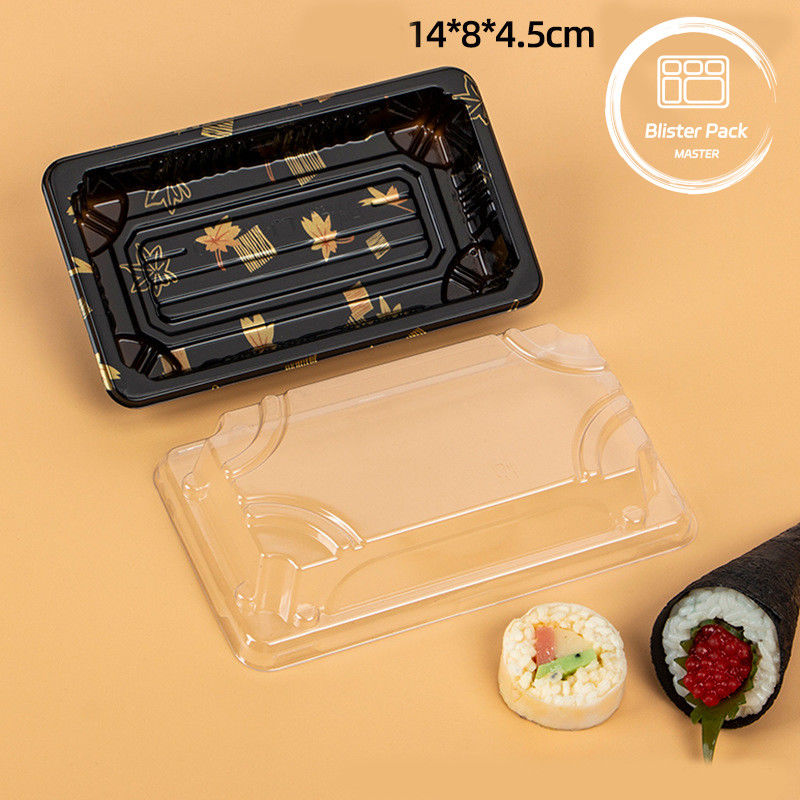 Logotipo personalizado Restaurante Grado alimenticio bandejas desechables de sushi para comidas frescas y con estilo