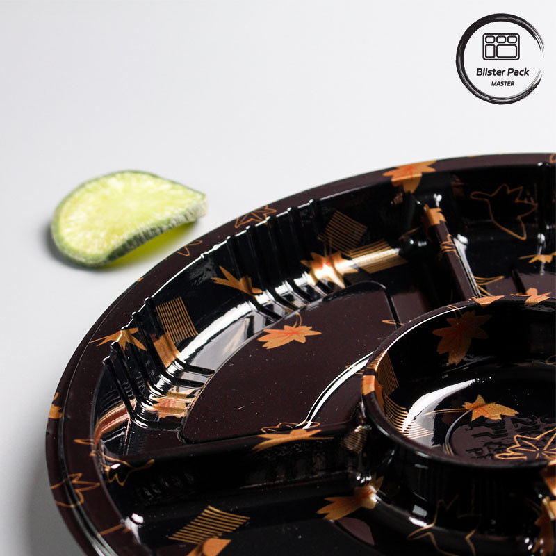Convenientes bandejas de sushi desechables de disco grande de una sola y varias células para diversas necesidades de comedor