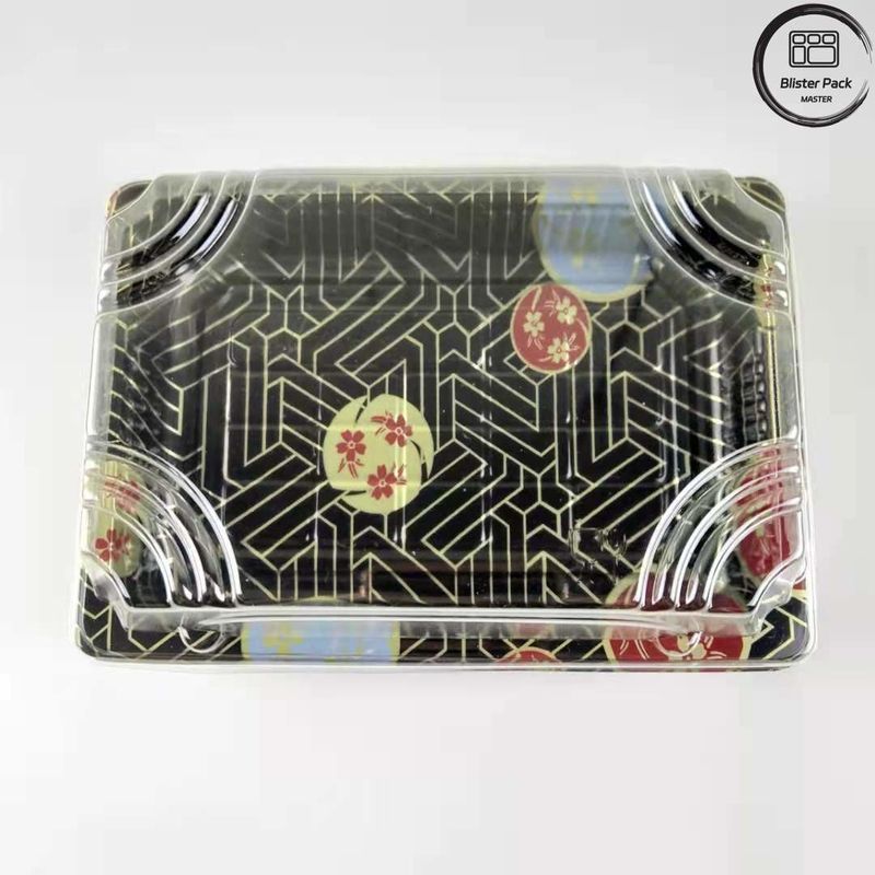 Diseño de primera calidad de emblema de plástico de bandeja de sushi envasado con ampollas a precios competitivos