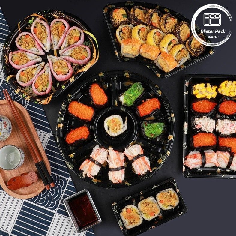 Caja de ensalada con ampollas Para llevar Contenedor de sushi de plástico conveniente y ecológico