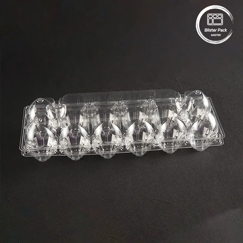 12 Células Transparente PET bandeja de huevo Logotipo personalizable Contenedor de huevo de plástico para almacenamiento