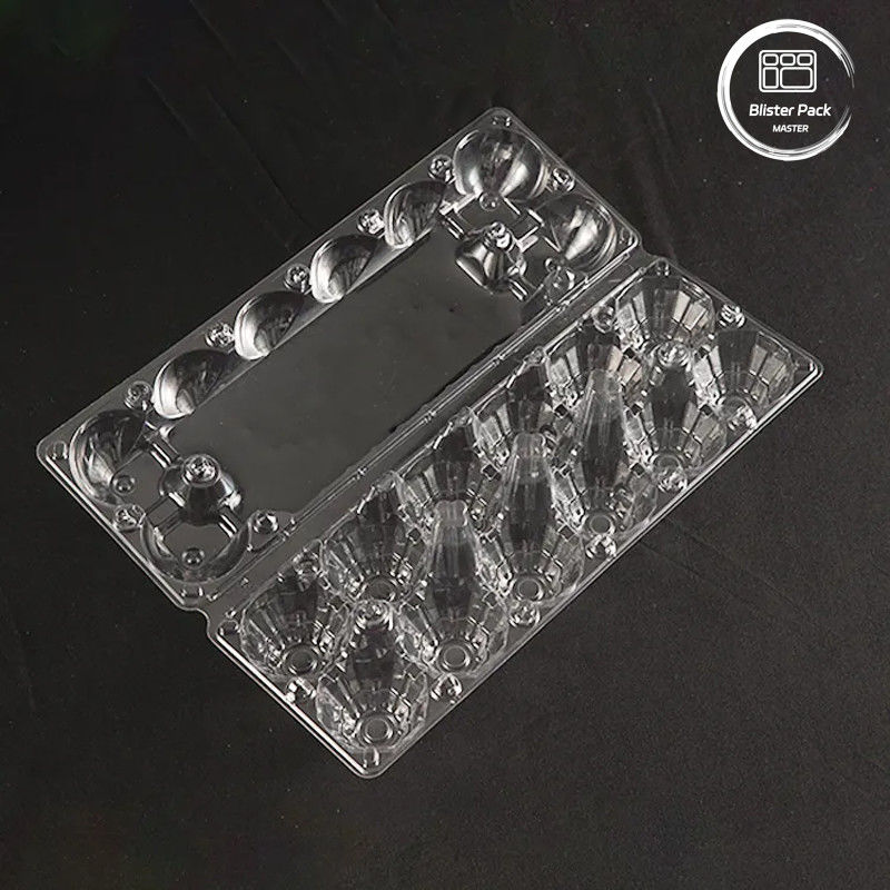 12 Células Transparente PET bandeja de huevo Logotipo personalizable Contenedor de huevo de plástico para almacenamiento