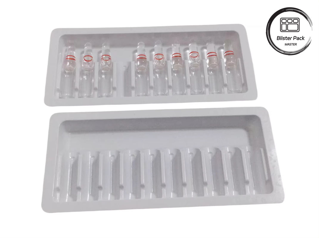 OEM y ODM PET Vacuum Forming Blister Plastic Tray, embalaje interno personalizado para ampollas y viales