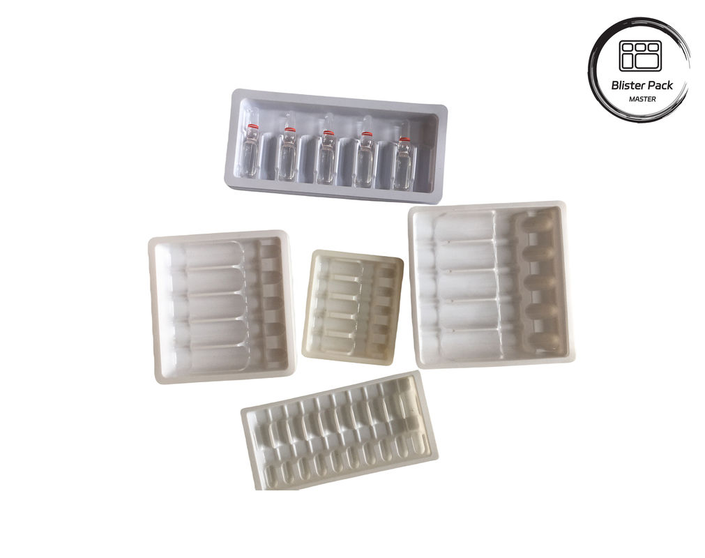 OEM y ODM PET Vacuum Forming Blister Plastic Tray, embalaje interno personalizado para ampollas y viales