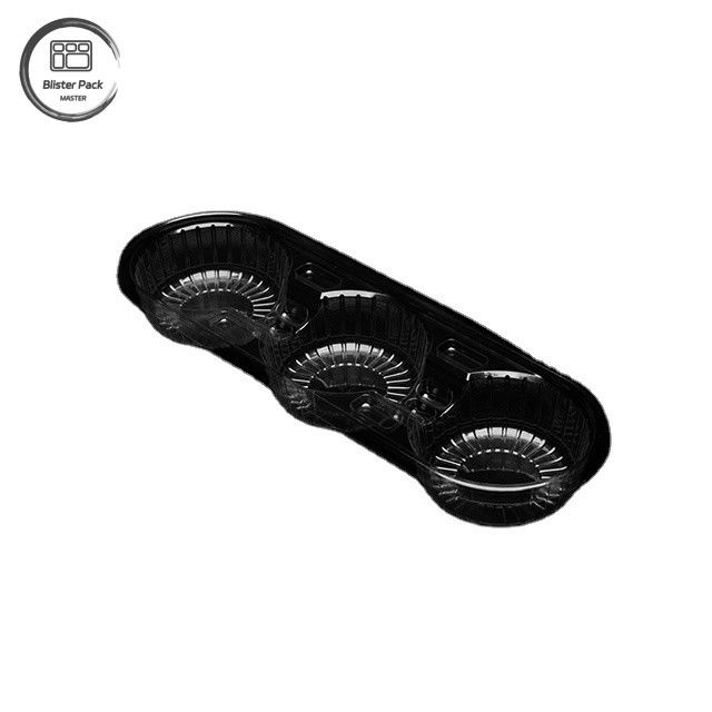 bandeja transparente desechable de PET espesa con portacafe de 3 secciones, bandeja de plástico para yogur y bebidas