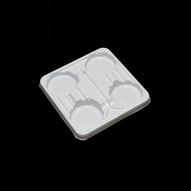 bandeja desechable de PET blanco, soporte de taza de café de 4 partes para leche, yogur y bebidas