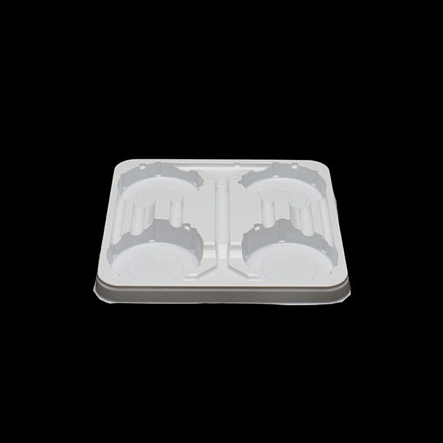 bandeja desechable de PET blanco, soporte de taza de café de 4 partes para leche, yogur y bebidas