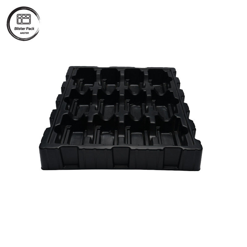 Envases de electrodomésticos antiestáticos de PS negro personalizados, embalaje con ampollas ESD para PCB y componentes electrónicos