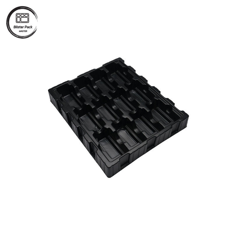 Envases de electrodomésticos antiestáticos de PS negro personalizados, embalaje con ampollas ESD para PCB y componentes electrónicos
