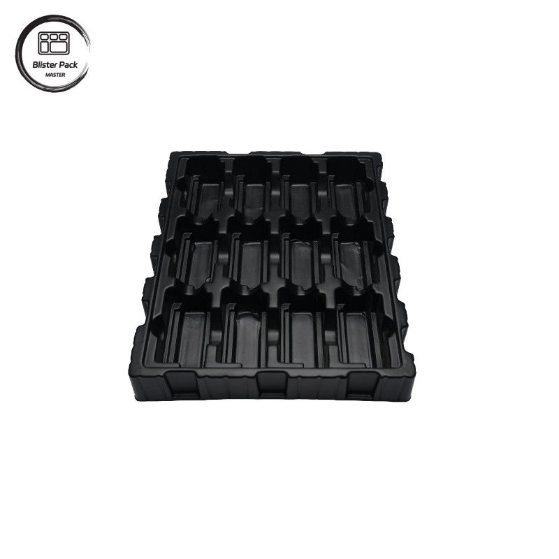 Envases de electrodomésticos antiestáticos de PS negro personalizados, embalaje con ampollas ESD para PCB y componentes electrónicos