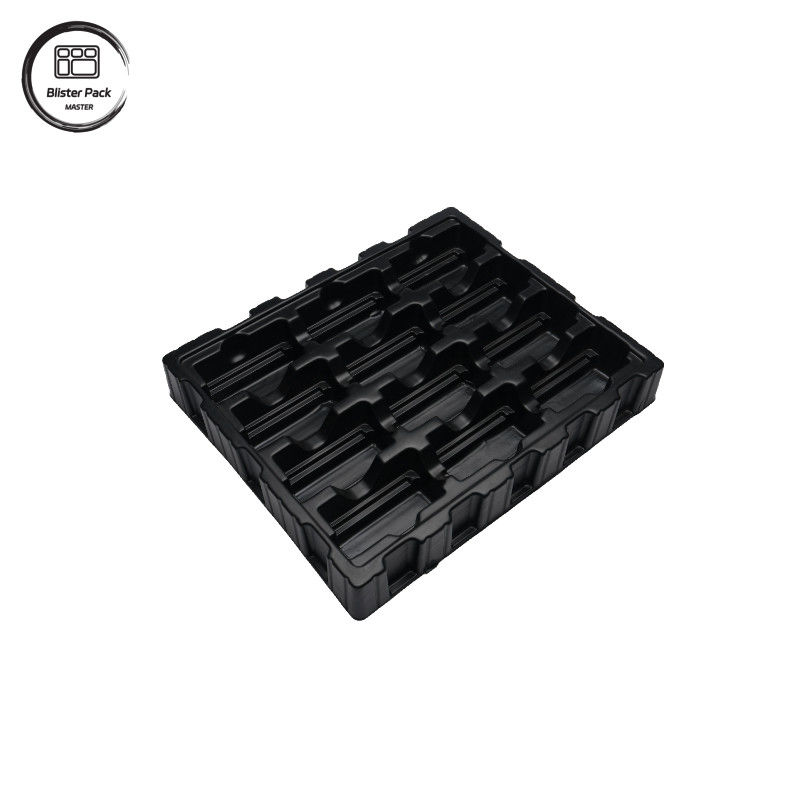Envases de electrodomésticos antiestáticos de PS negro personalizados, embalaje con ampollas ESD para PCB y componentes electrónicos