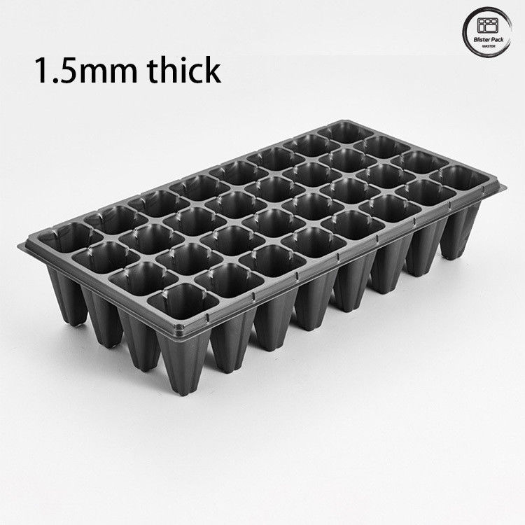 bandeja de semillas de plantación de plástico de 32 células, vacío formado para el crecimiento de semillas, bandeja de semilla negra