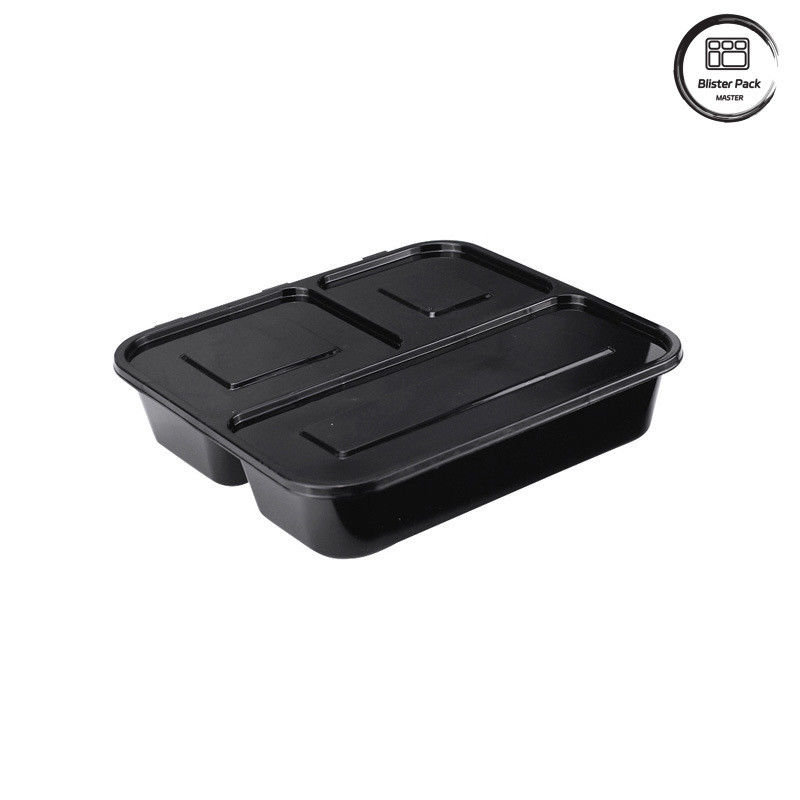 1-4 Compartimientos Reutilizables Caja de comida negra de microondas Con diseño a prueba de fugas para las necesidades de embalaje de alimentos