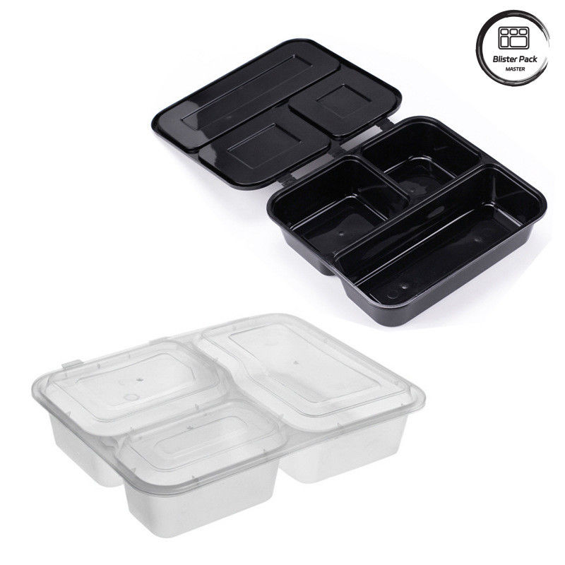 1-4 Compartimientos Reutilizables Caja de comida negra de microondas Con diseño a prueba de fugas para las necesidades de embalaje de alimentos