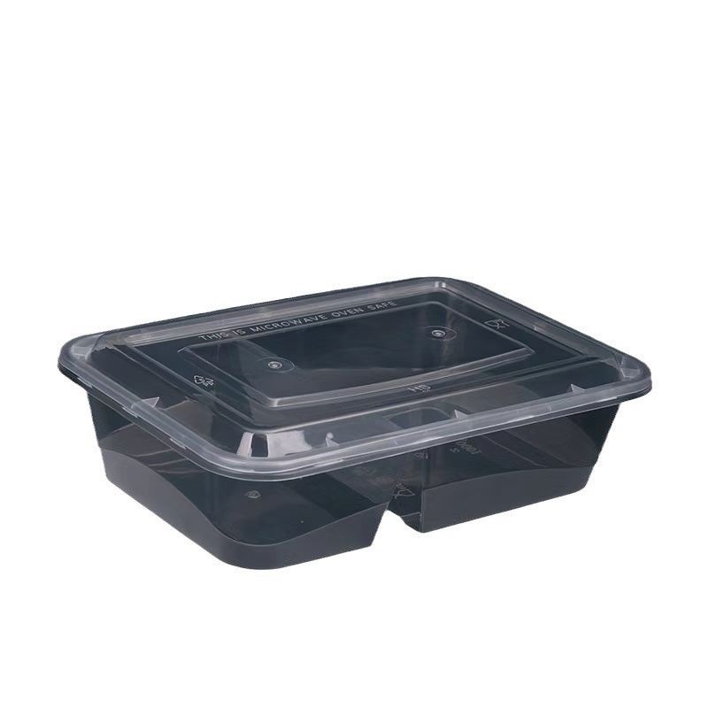 Contenedor de comida desechable de dos compartimentos de plástico de PP Bento Box para la compra personalizada